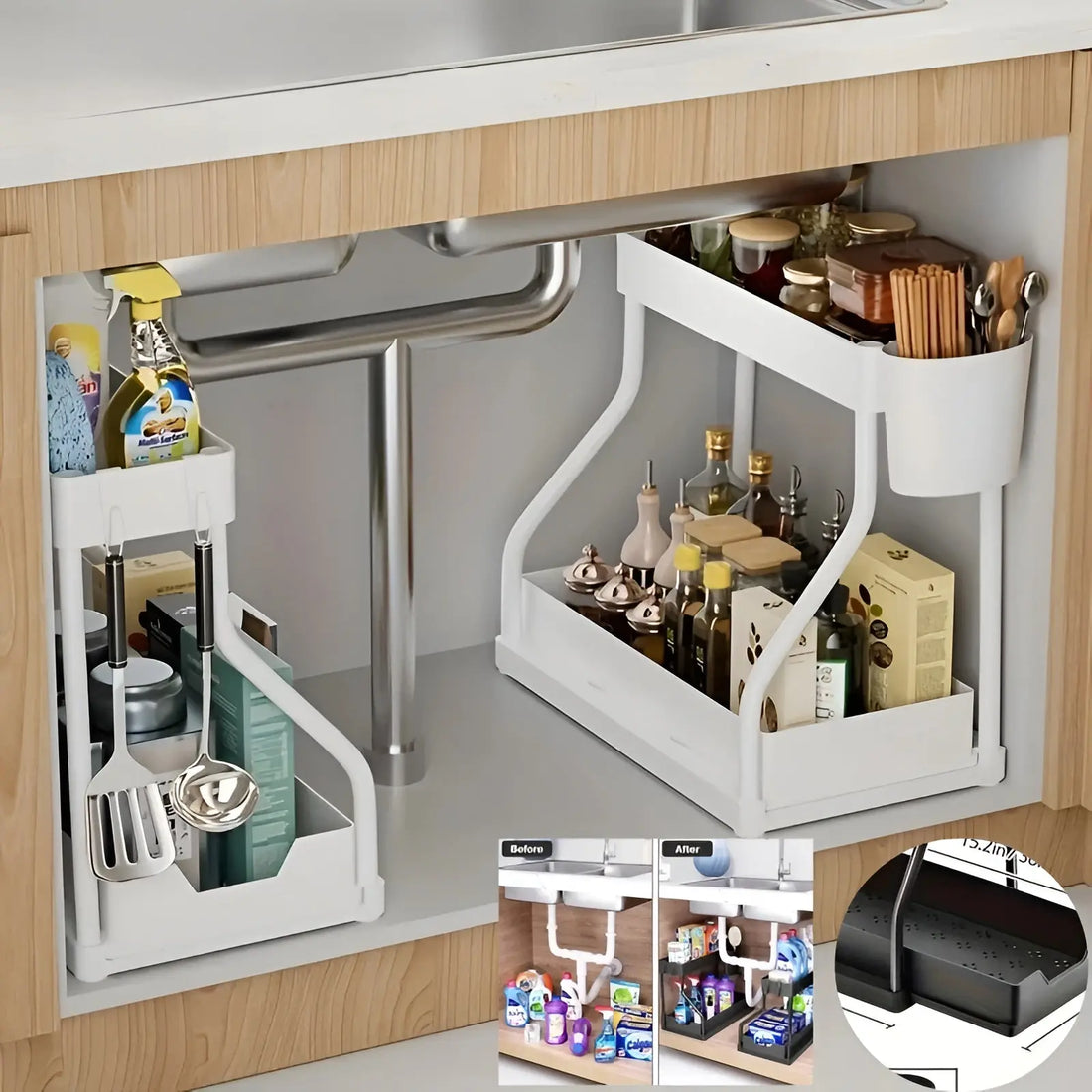 2-Tier Under-Sink Organizer The Luxe Glamour Store