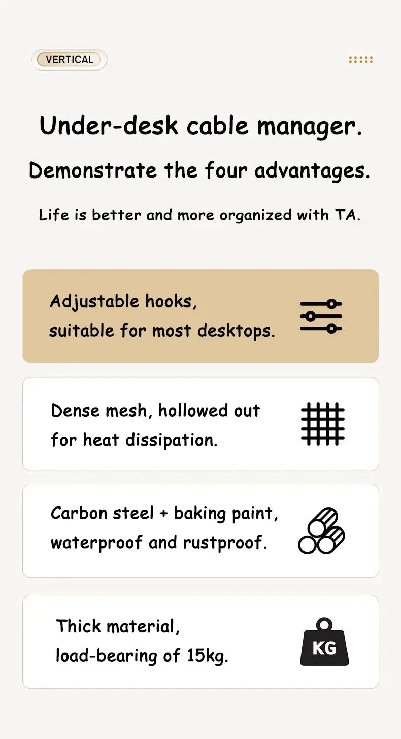 Under-Desk Cable Management Tray The Luxe Glamour Store