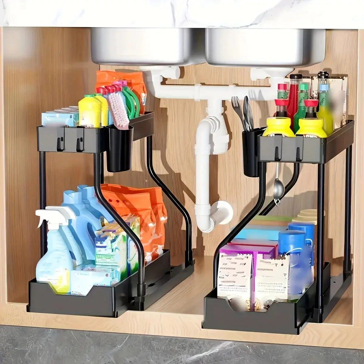2-Tier Under-Sink Organizer The Luxe Glamour Store