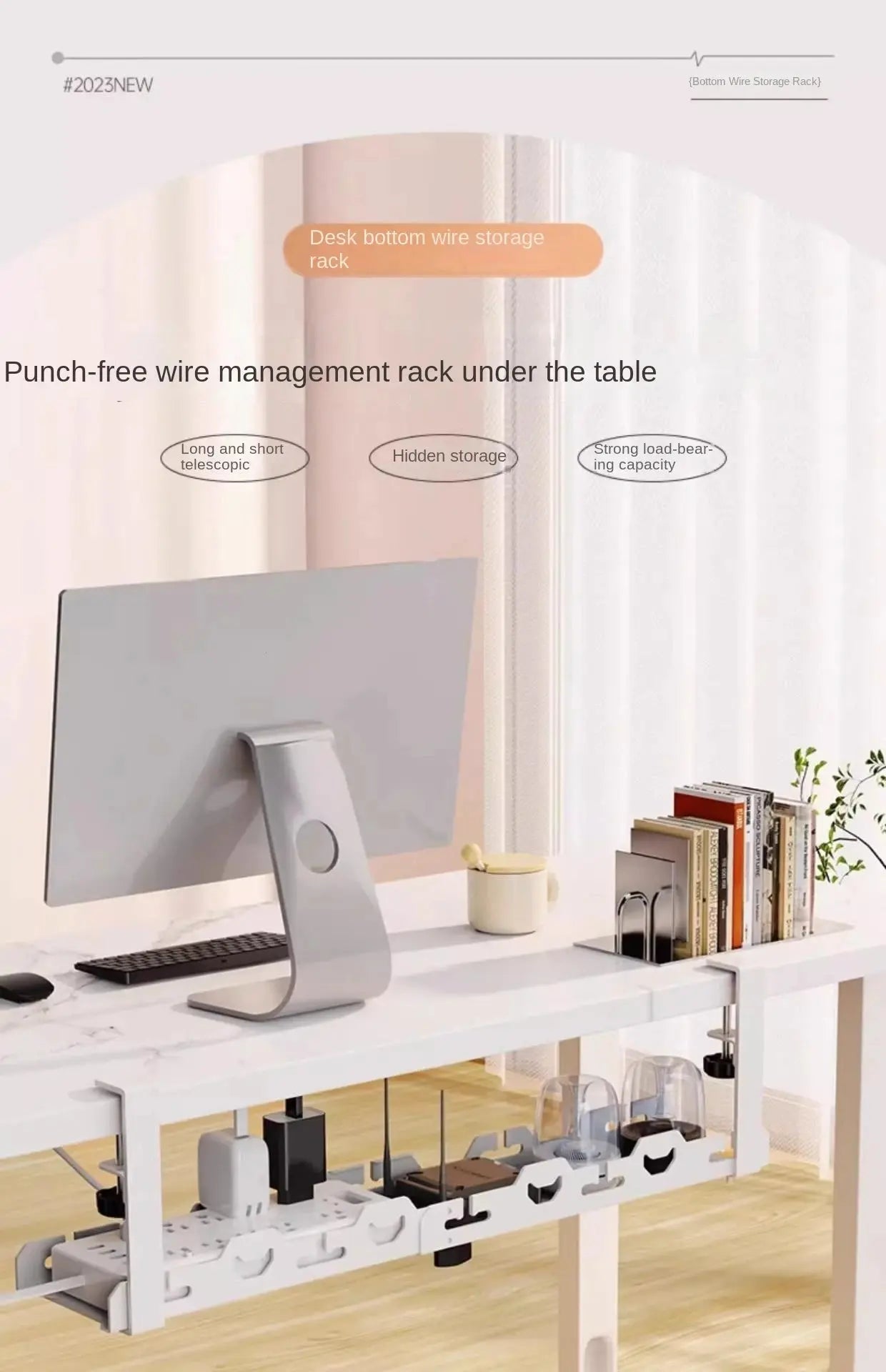 Under-Desk Cable Management Tray The Luxe Glamour Store