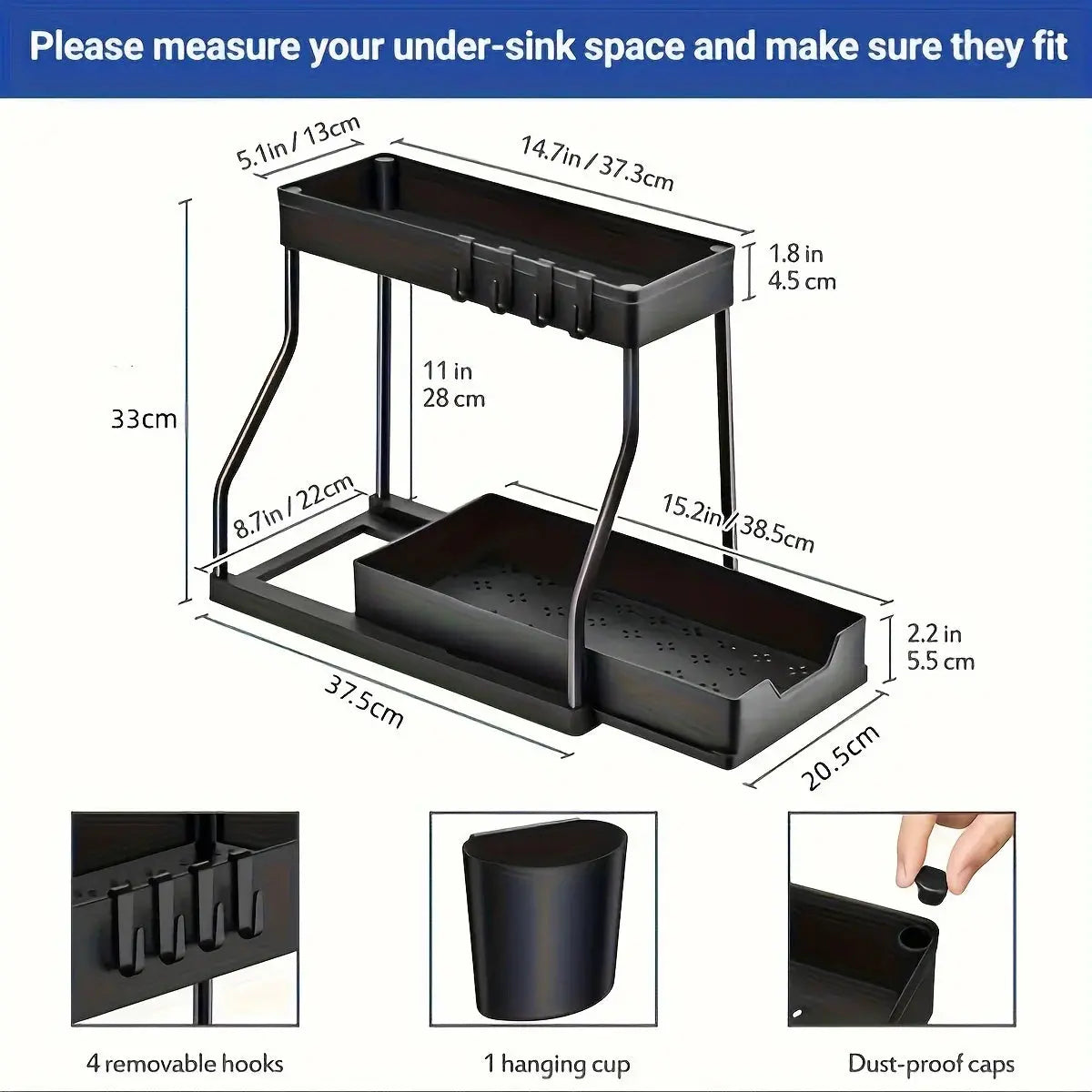 2-Tier Under-Sink Organizer The Luxe Glamour Store